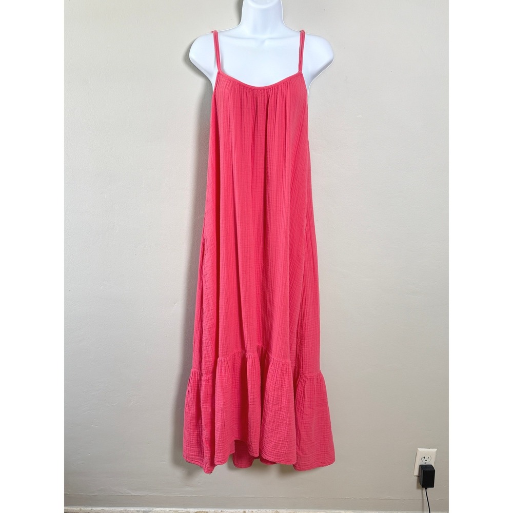 Xirena Cotton Gauze Maxi Dress Women S Pink Coastal Boho Tiered Pockets Summer